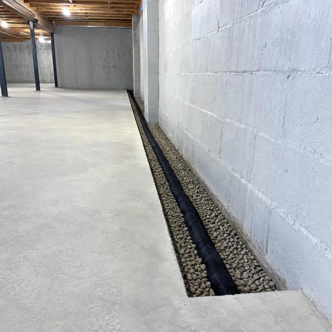 Basement waterproofing installation