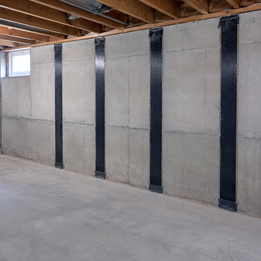 Carbon fiber foundation wall reinforcement