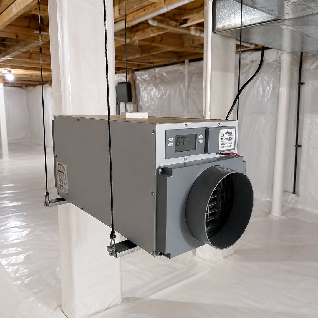 Basement dehumidifier installation